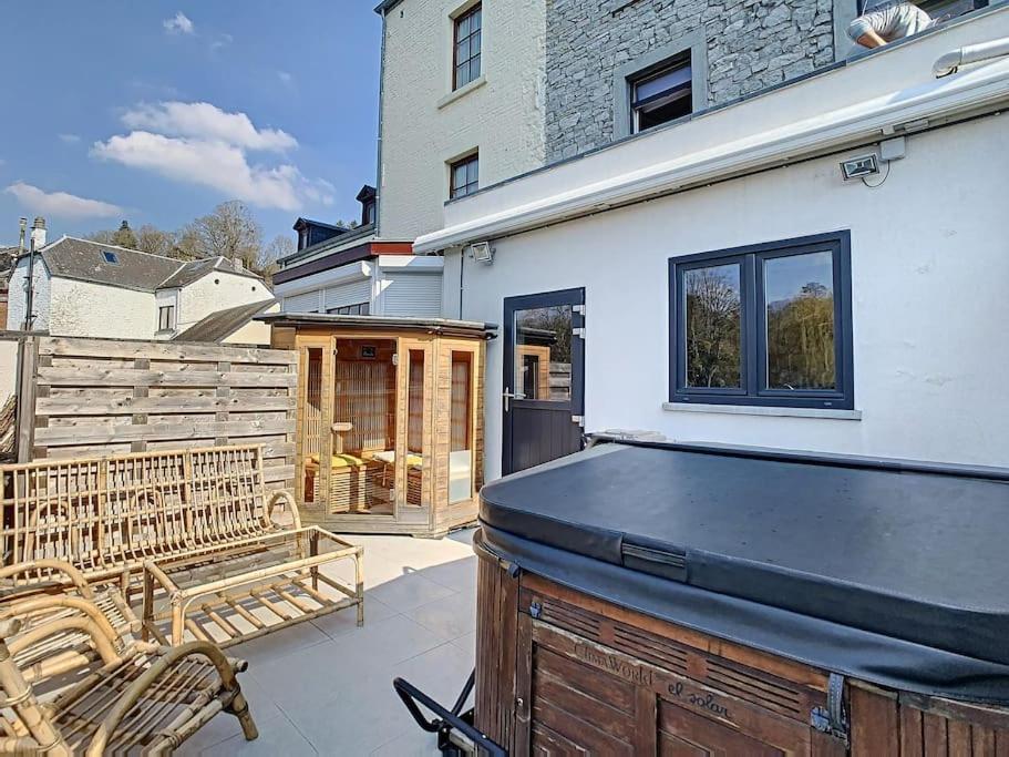 Vue Sur Meuse Avec Jacuzzi Et Sauna Exterieur. Yvoir Zewnętrze zdjęcie