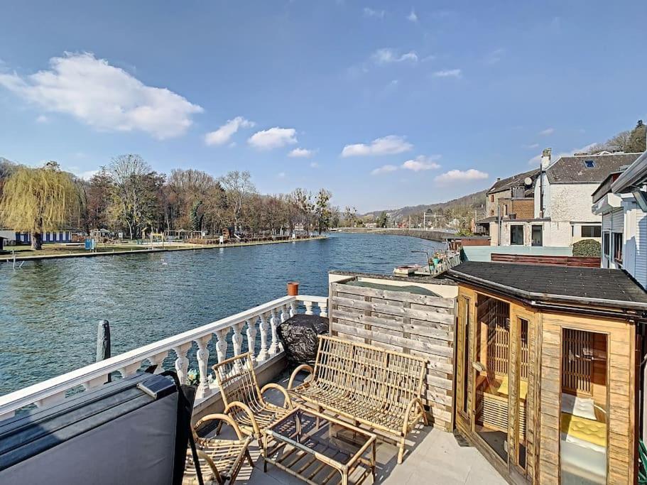Vue Sur Meuse Avec Jacuzzi Et Sauna Exterieur. Yvoir Zewnętrze zdjęcie